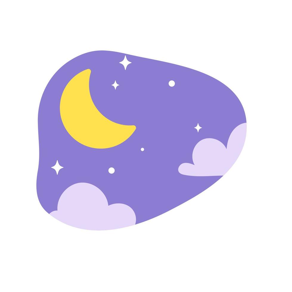 giorno notte icona vettore. luce solare nuvolosa durante il giorno e la luce della luna nel cielo stellato vettore