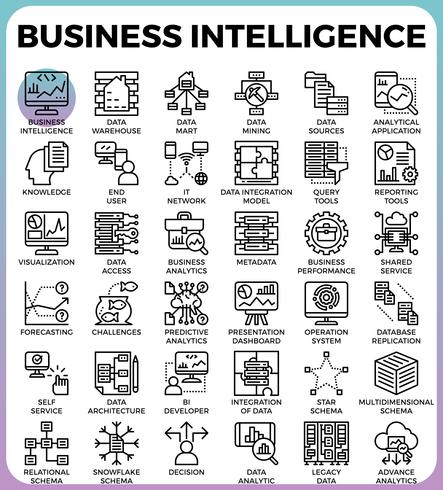 Icone di concetto di business intelligence (BI) vettore