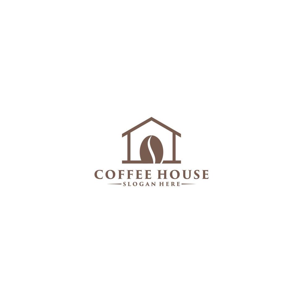 logo della caffetteria combinando chicchi di caffè e casa vettore