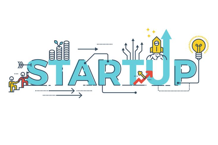 Business Startup design delle parole vettore