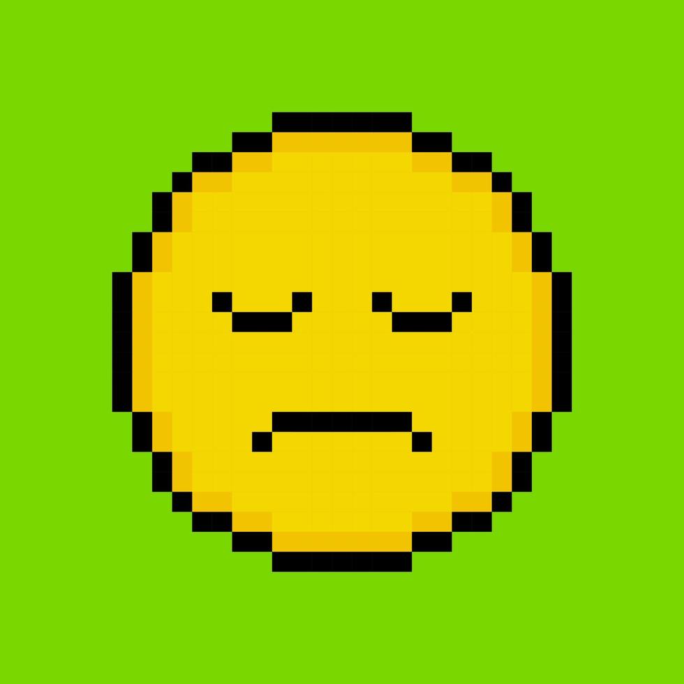 emoticon gialla in stile pixel art vettore