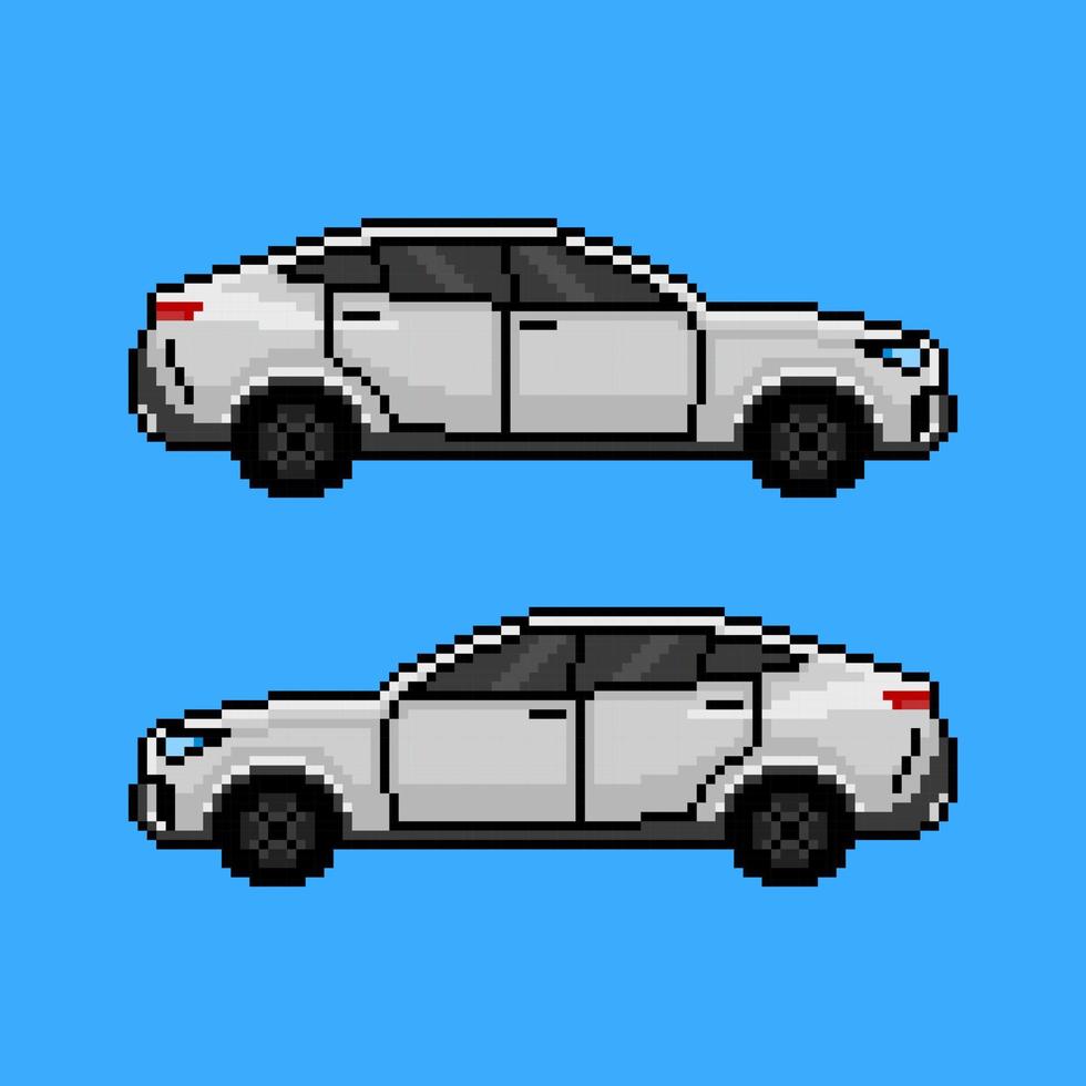 pixel art per auto bianca vettore