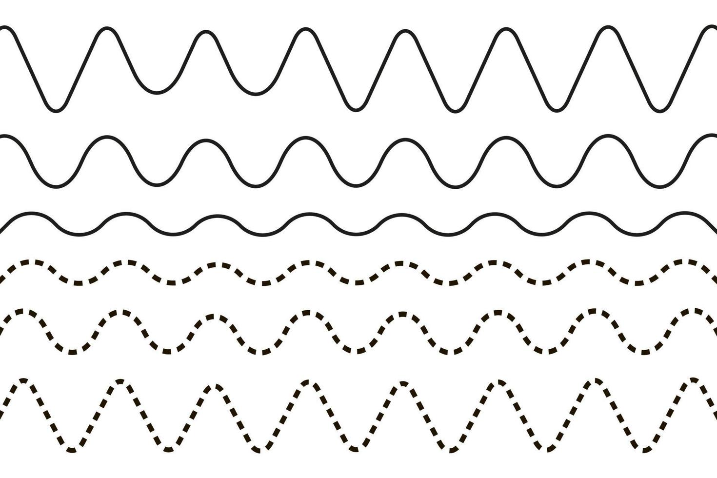 zigzag del tratto dell'onda di linea. vettore isolato su sfondo bianco