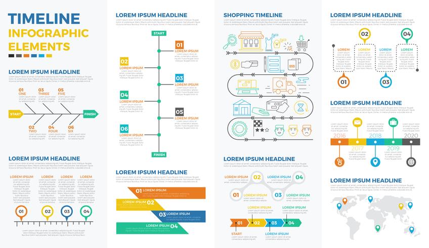 Elementi di infografica timeline di affari vettore