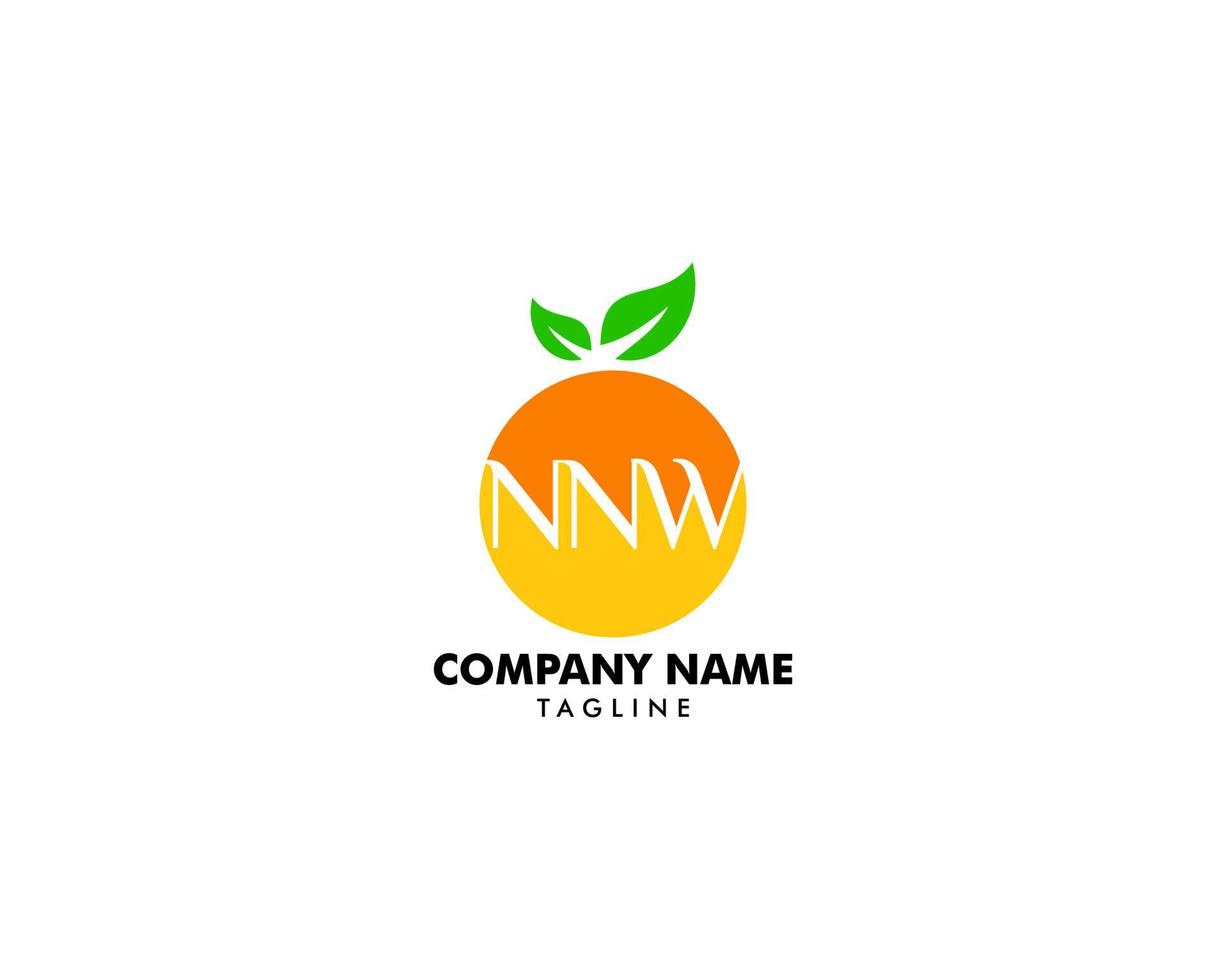 nnw lettera arancione frutta logo design illustrazione vettoriale