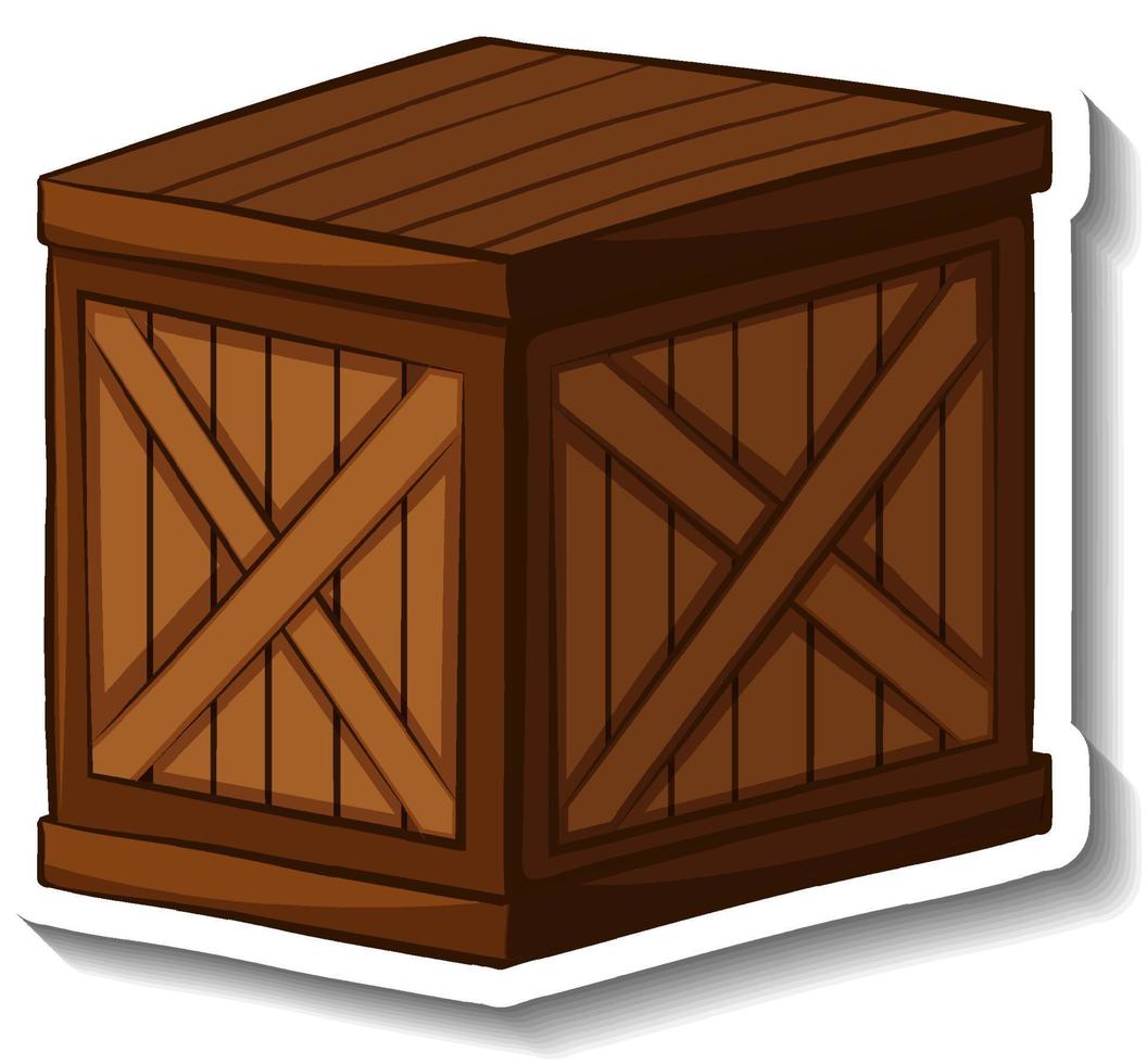 scatola di legno isolata in stile cartone animato vettore