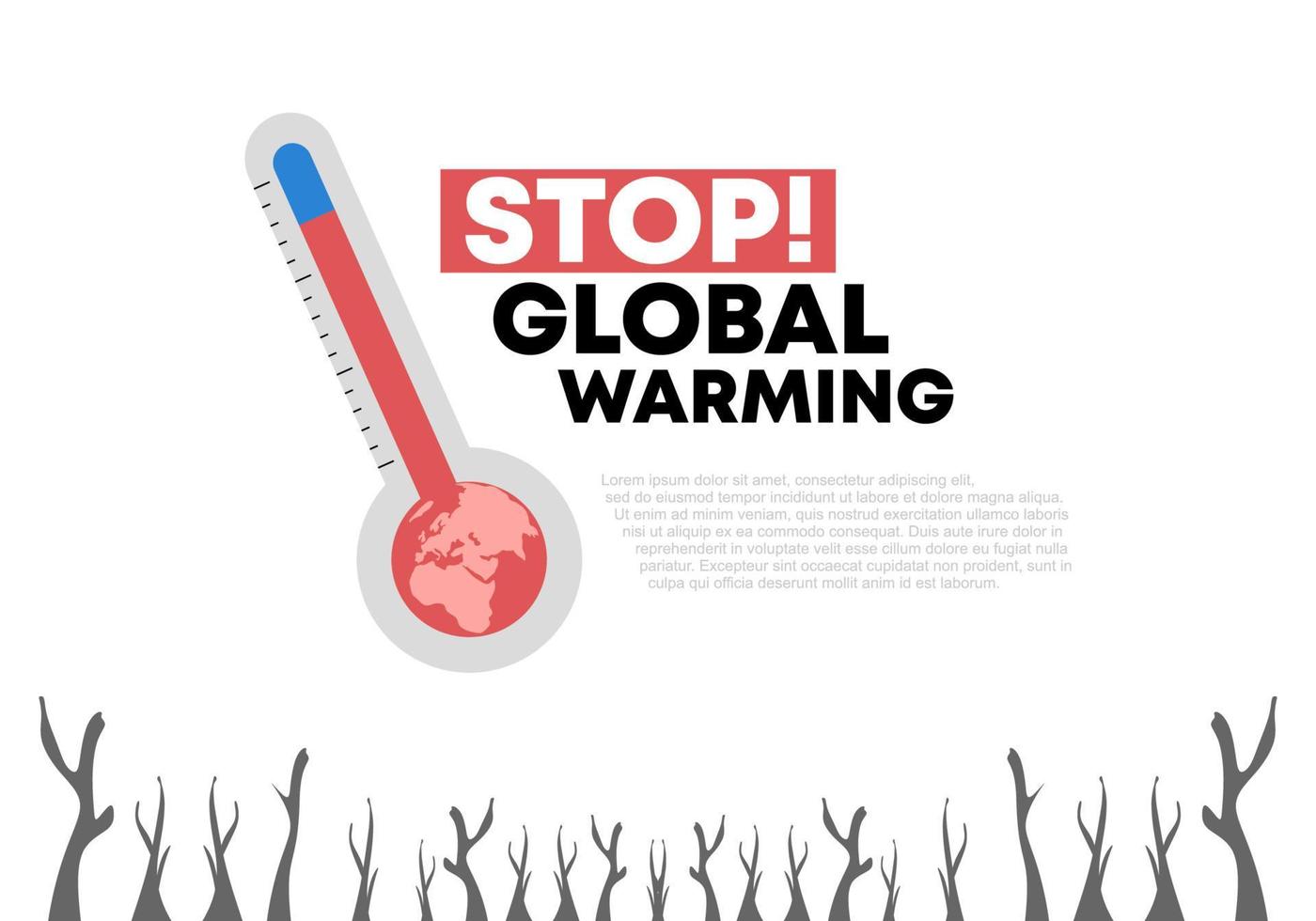 fermare il poster del banner di sfondo del riscaldamento globale per il cambiamento climatico vettore