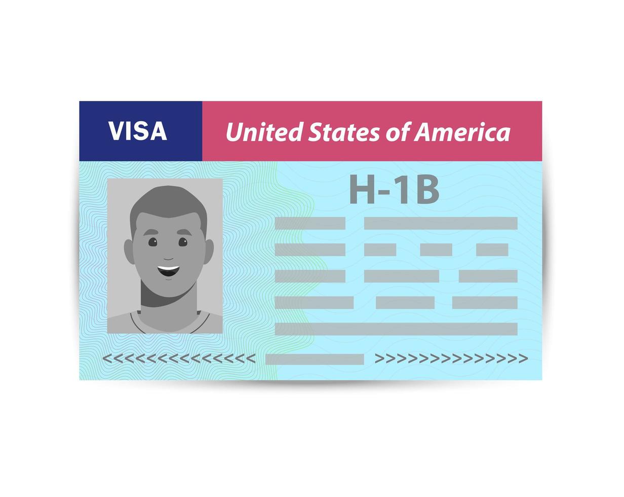 h1b visa usa per assumere temporaneamente lavoratori stranieri in occupazioni speciali. documento di immigrazione. illustrazione del modello vettoriale nel passaporto.