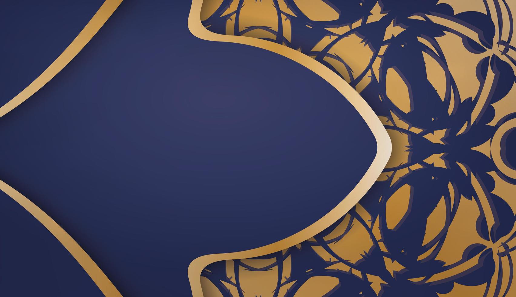 banner blu scuro con motivo oro astratto per il design sotto il tuo logo o testo vettore