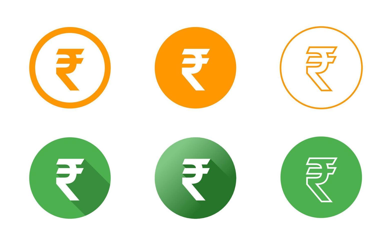set di icone simbolo rupia indiana vettore