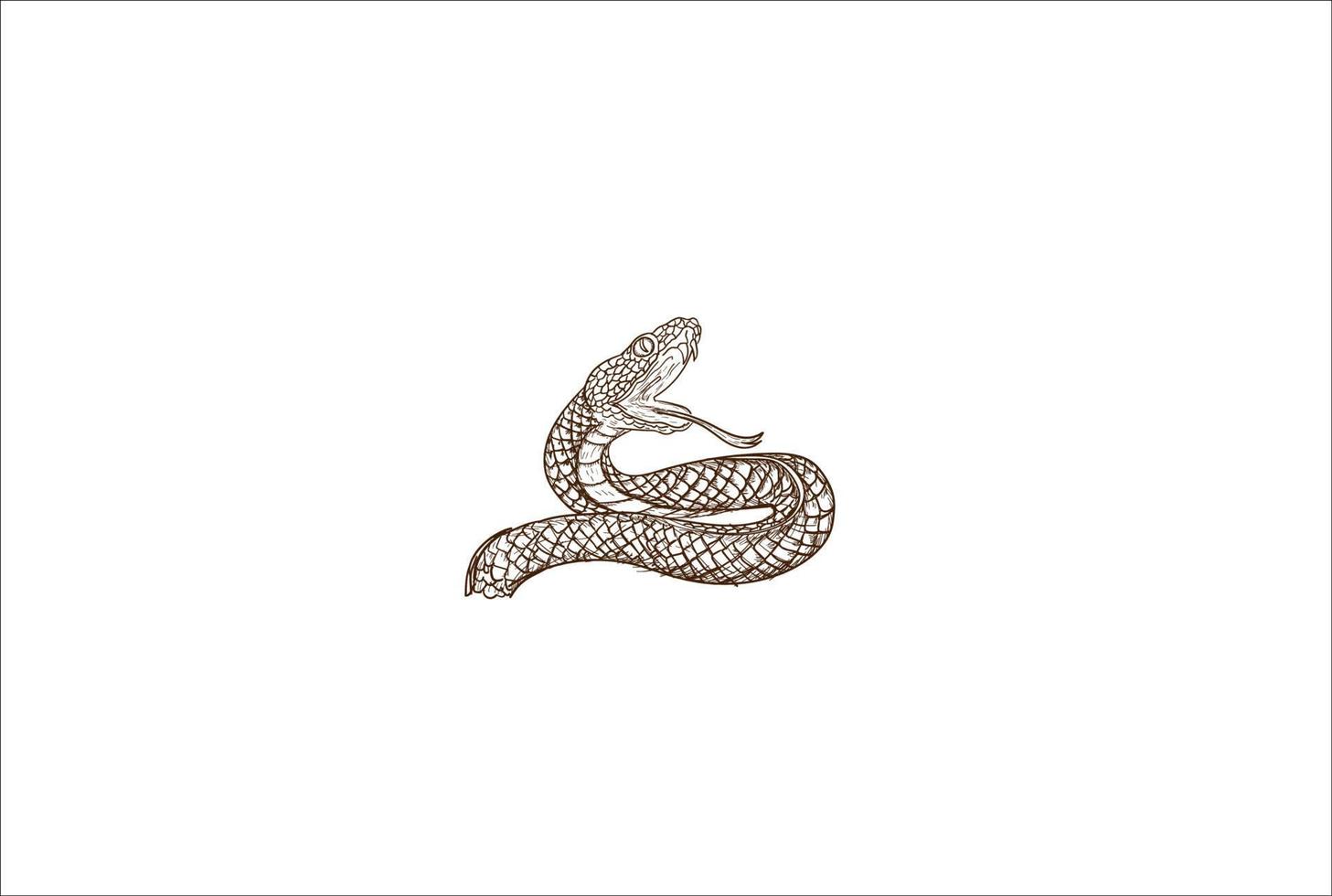 vintage retrò cobra vipera anaconda boa serpente logo design vettoriale