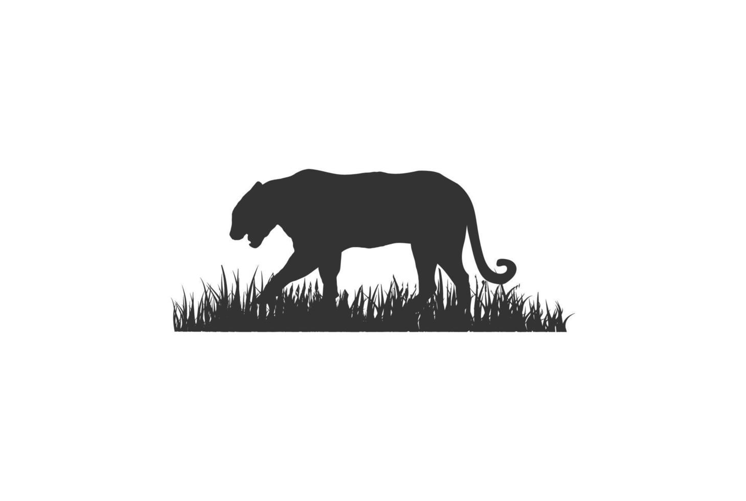 tigre selvaggia leopardo giaguaro pantera puma ghepardo con erba savana per la fauna selvatica logo design vector