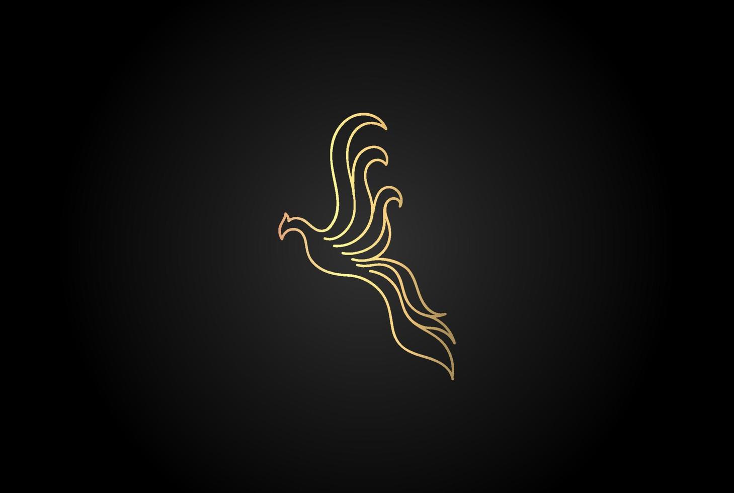 vettore di progettazione di logo dell'uccello della fenice volante di lusso elegante dorato