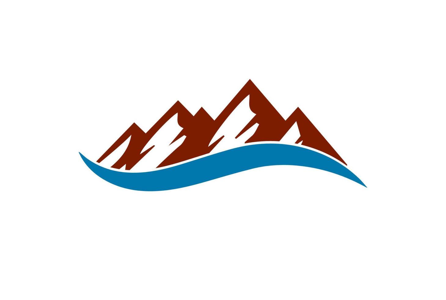 collina della montagna della neve del ghiaccio con il vettore di disegno del logo del fiume del lago