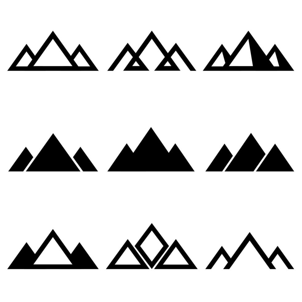 set di icone di montagne. illustrazione vettoriale e elementi di design del logo.