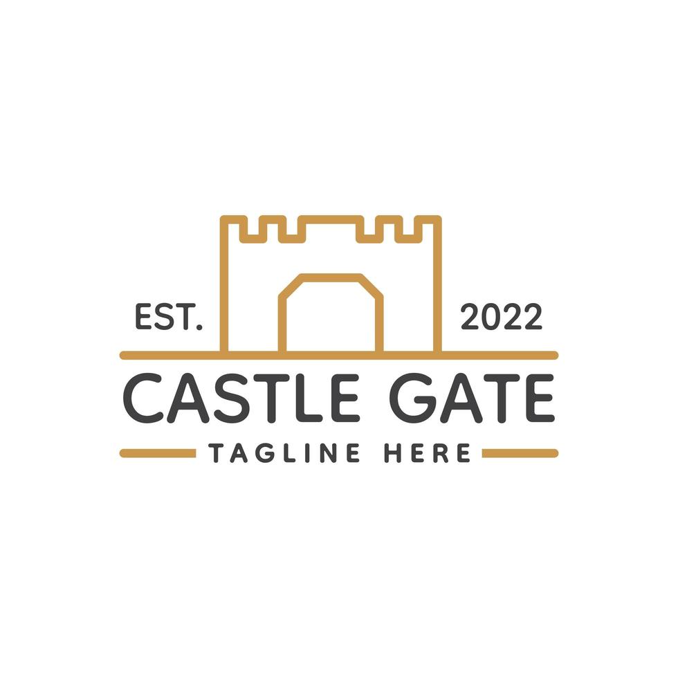 design del logo del cancello del castello vettore