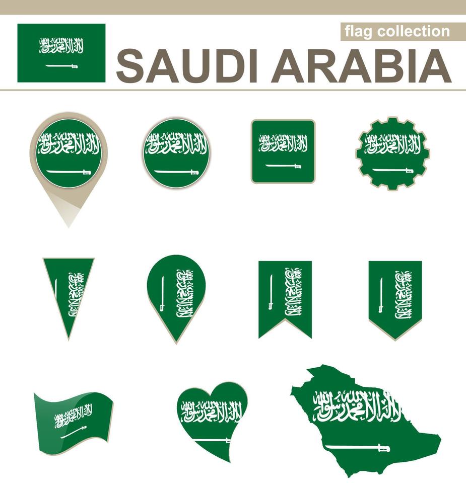 collezione di bandiere dell'arabia saudita vettore