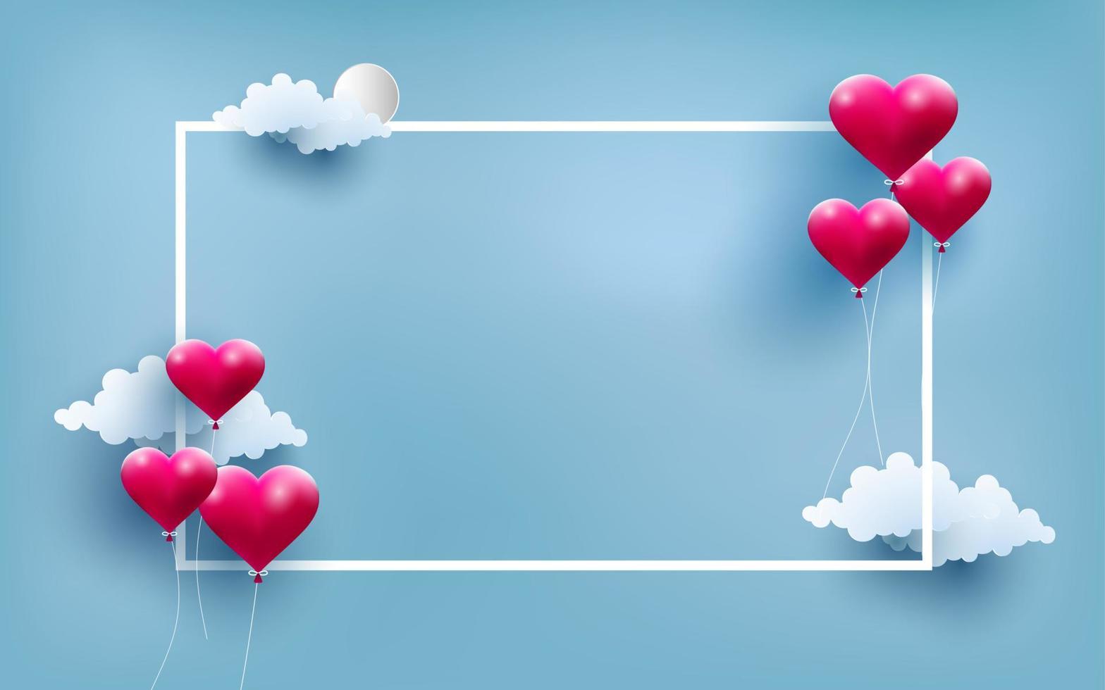 buon San Valentino. bella forma di palloncino d'amore. cornice per scrivere vettore