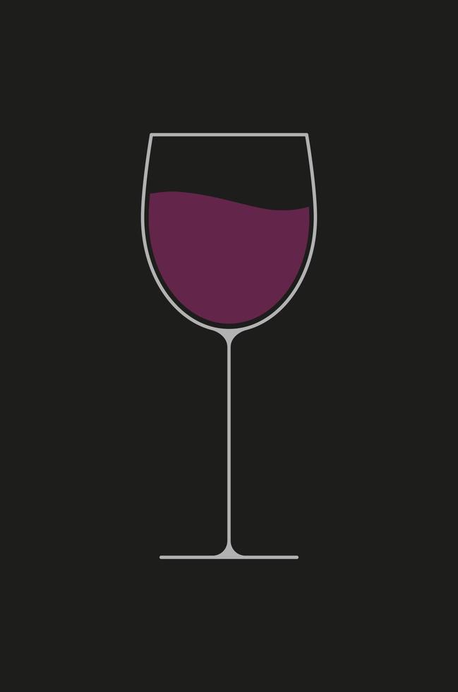 illustrazione vettoriale di contorno bianco di un bicchiere di vino