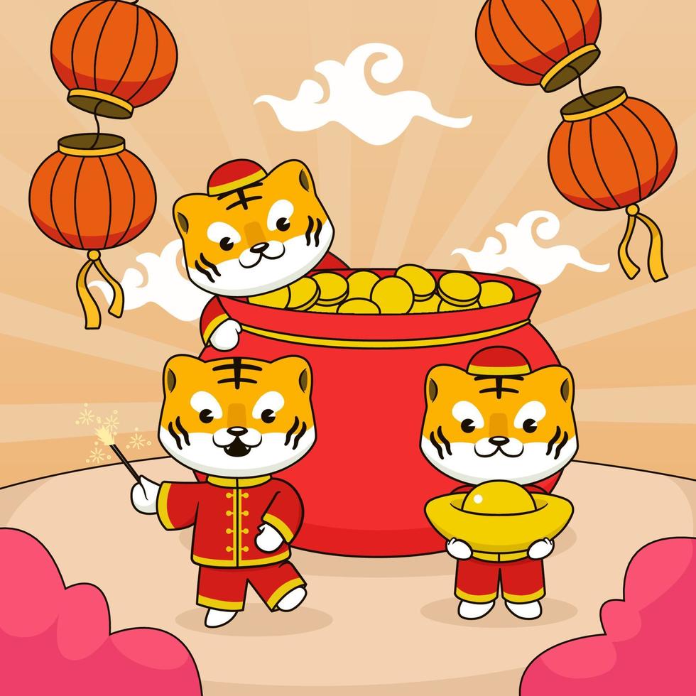 tigre che celebra il concetto di capodanno cinese vettore