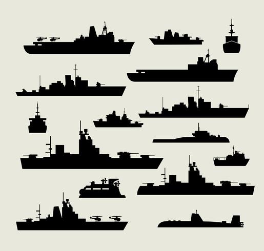 sagome di navi da guerra vettore
