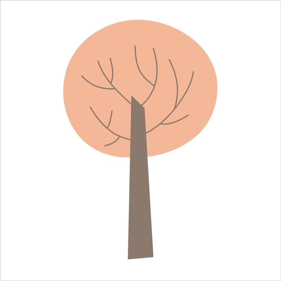 albero scandinavo rosa. illustrazione dell'albero di primavera di design. semplice illustrazione vettoriale per il design dei bambini.