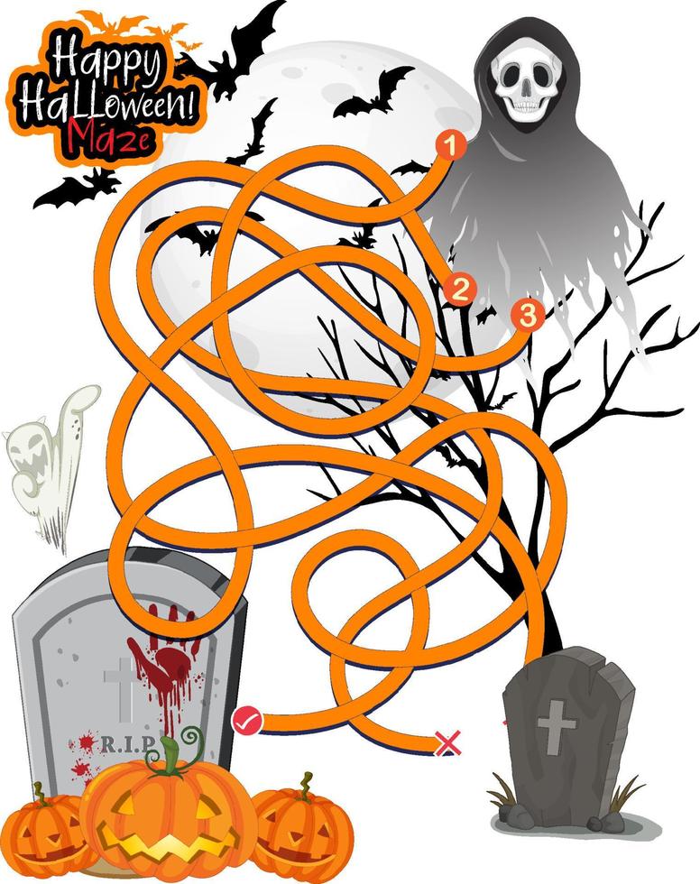 modello di gioco del labirinto di halloween felice vettore