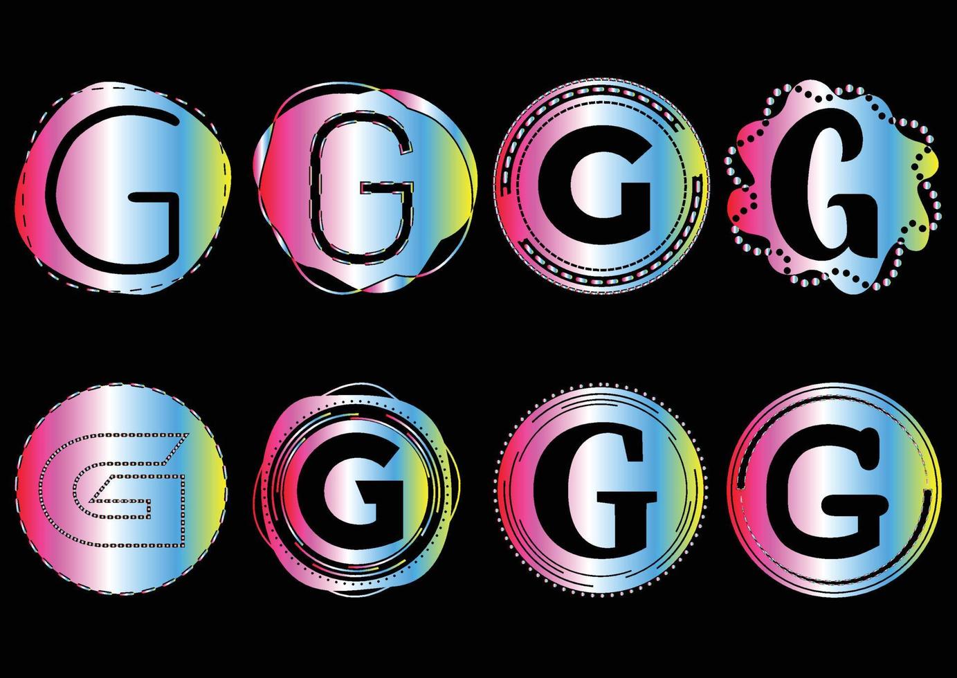 logo della lettera g e pacchetto di design dell'icona vettore