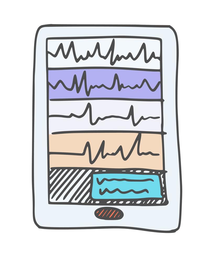 tablet elettronico medico con indicatori cardiaci nuovo vettore