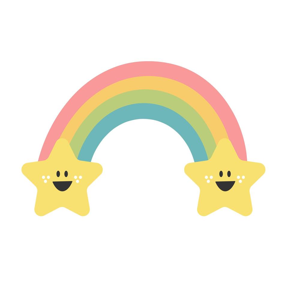 arcobaleno e stella disegnati a mano. icona della scuola materna per bambini carino. baby doccia. vettore