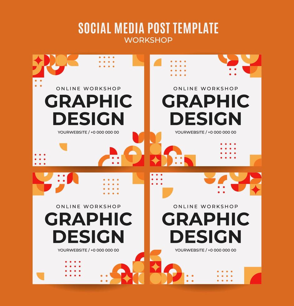 instagram post pack workshop banner web modello retrò colorato spazio astratto vettore