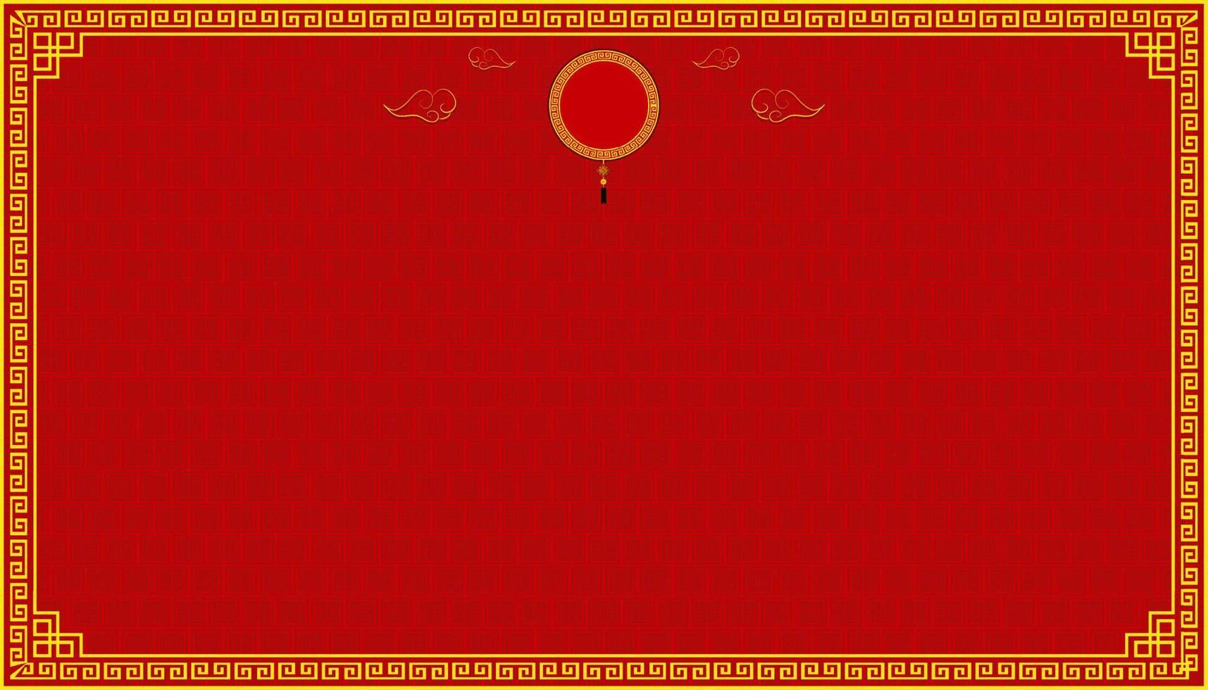 buon Capodanno cinese. cerchio simbolo fortunato in alto al centro e spazio libero sfondo nuvola e motivo. illustrazione vettoriale eps10
