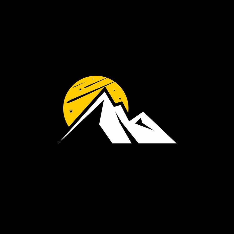 natura paesaggio logo design montagna di notte vettore