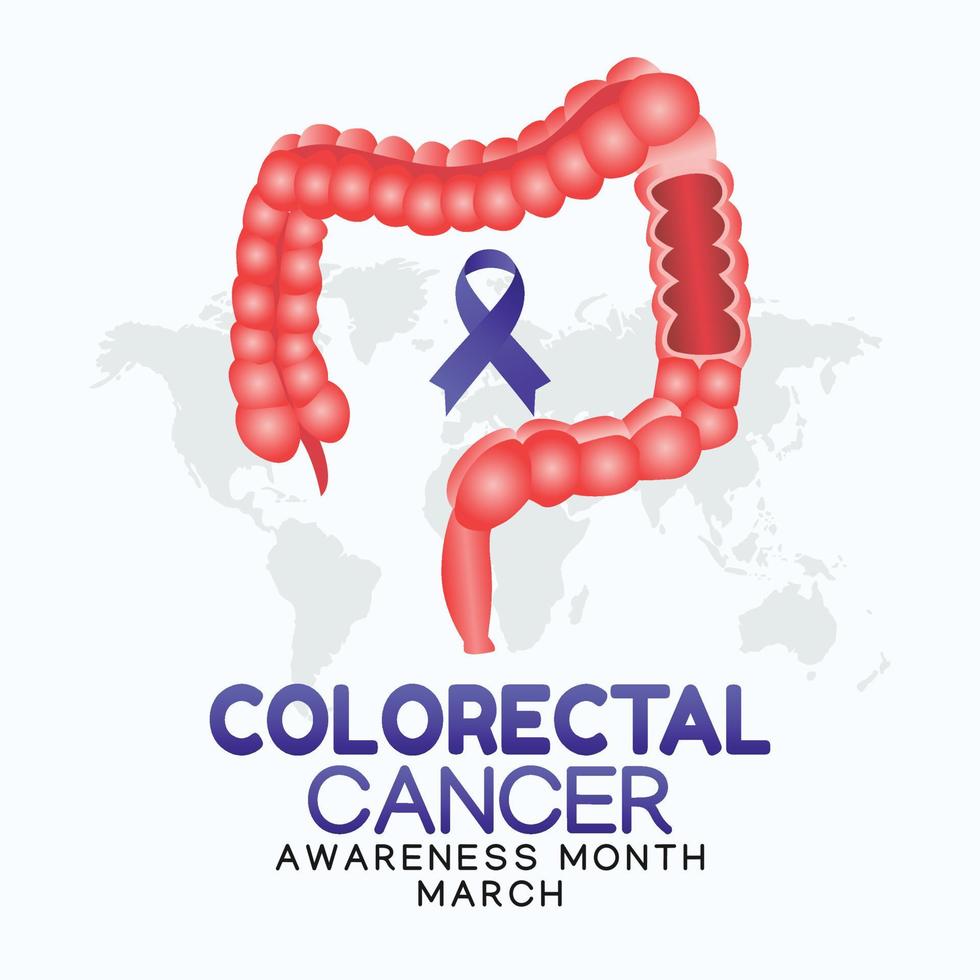 illustrazione vettoriale del mese di consapevolezza del cancro del colon-retto