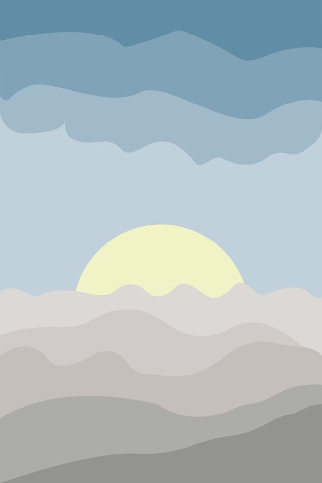 deserto minimalista in stile boho colorato astratto per invito, stampa, biglietto di auguri, poster, banner di agenzia di viaggi e altri disign vettore