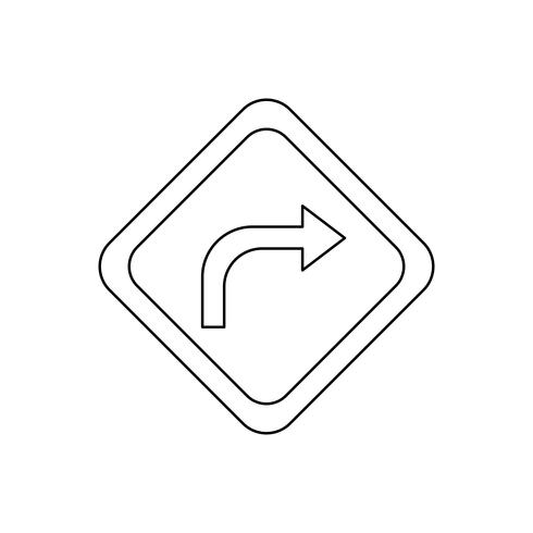 Icona a forma di linea di svolta a destra vettore