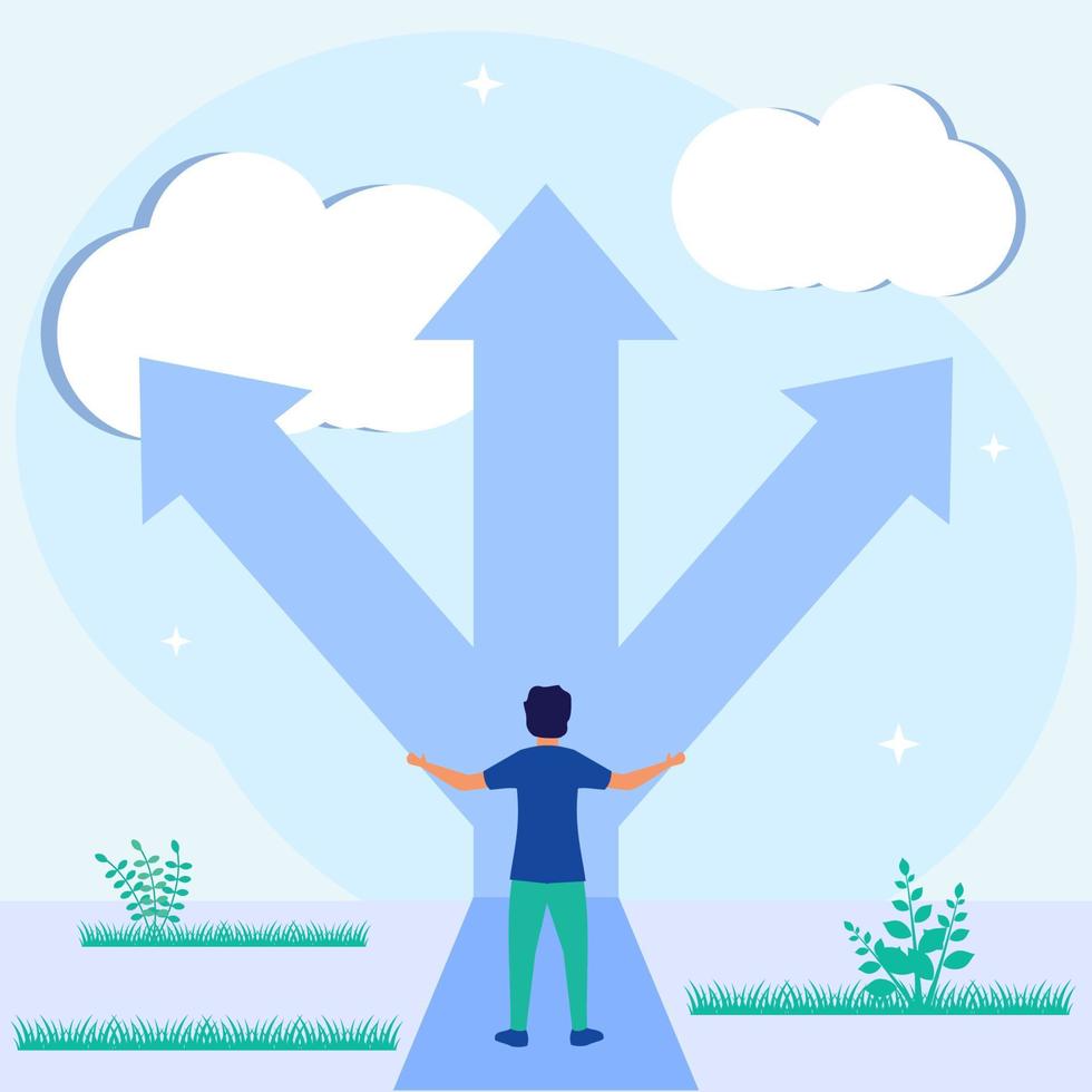 illustrazione grafica vettoriale personaggio dei cartoni animati di scelta della strategia aziendale