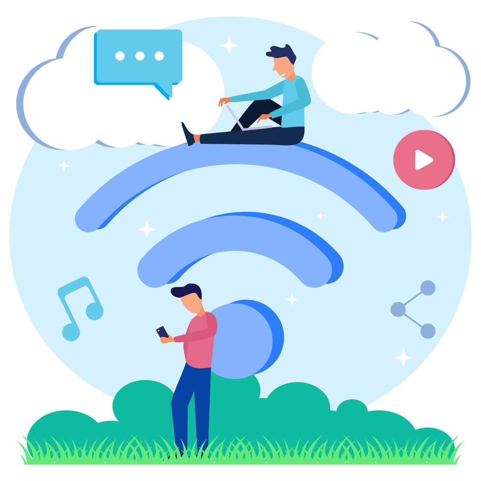 illustrazione grafica vettoriale personaggio dei cartoni animati di wifi gratuito