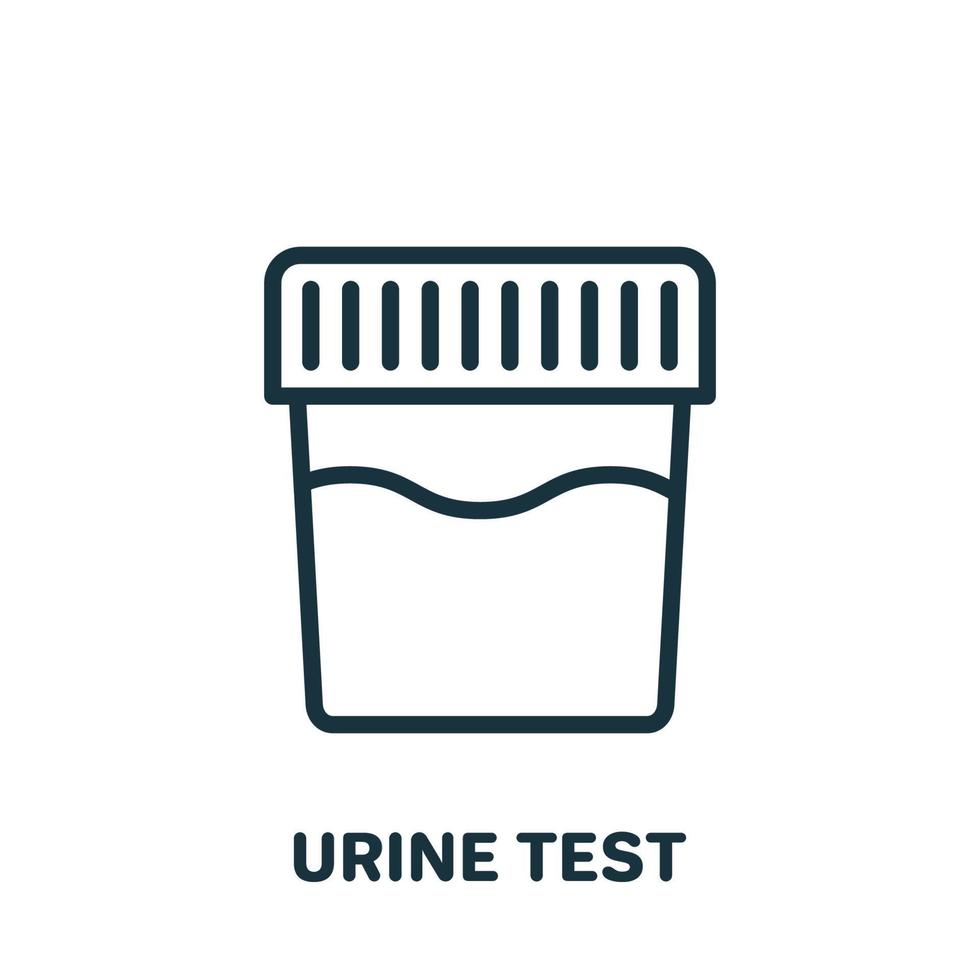 icona della linea del test delle urine. campione per pittogramma lineare di ricerca di laboratorio. icona dell'esame medico dell'urina. illustrazione vettoriale isolata.