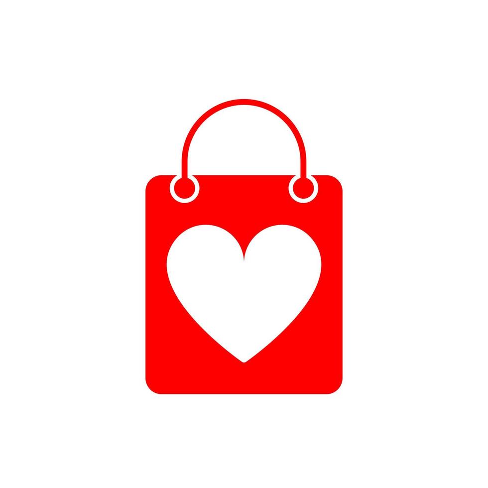 borsa della spesa con icona della linea del cuore vettore