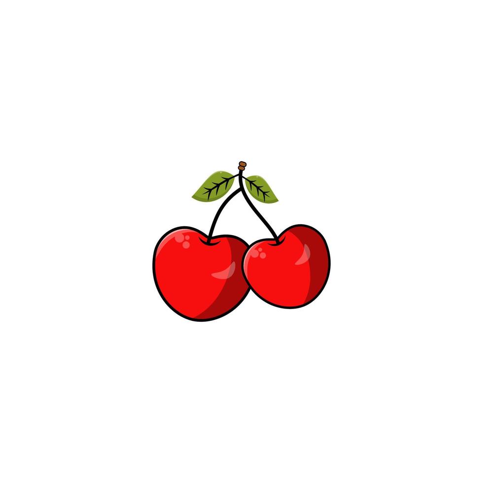 modelli di disegno vettoriale icona frutta ciliegia su sfondo bianco