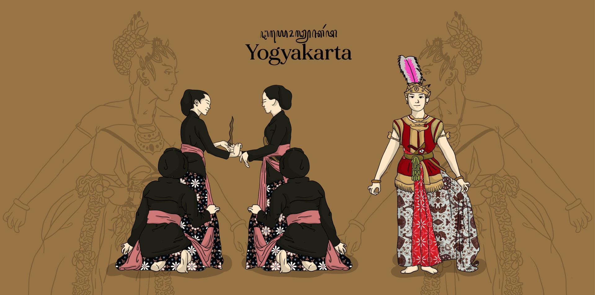 yogyakarta isolato tradizionale abito elegante cultura indonesiana vettore