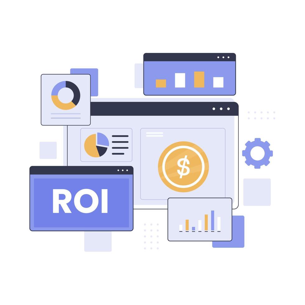 concetto di design dell'illustrazione del ritorno sull'investimento vettore