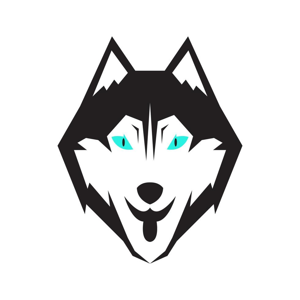 faccia isolata nero husky siberiano logo design grafico vettoriale simbolo icona illustrazione del segno idea creativa
