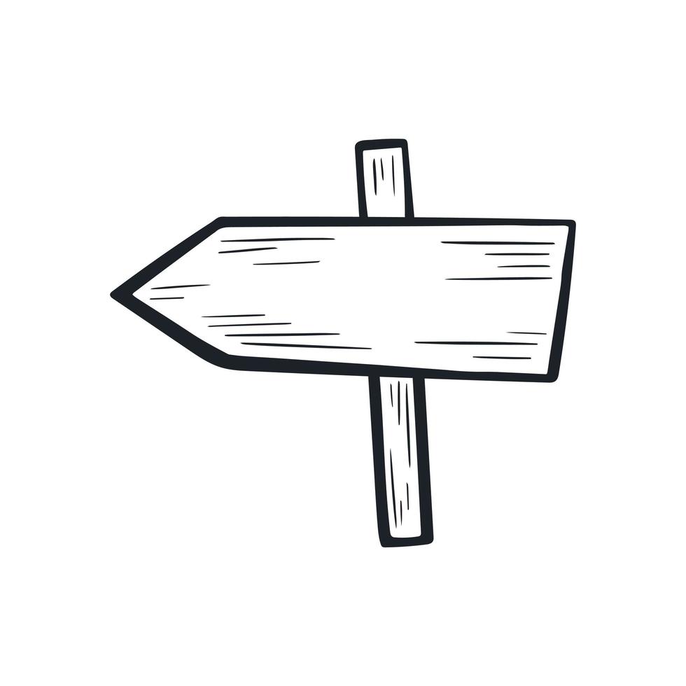 puntatore vuoto in legno su uno stile di doodle di colonna vettore