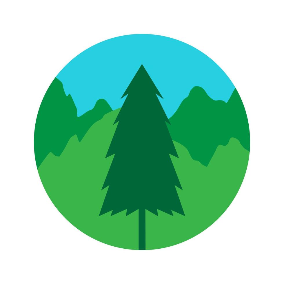 cerchio con alberi di pino verde foresta astratta logo design grafico vettoriale simbolo icona segno illustrazione idea creativa