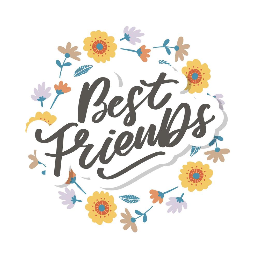 migliore amica per sempre il giorno dell'amicizia sorella dell'anima con il cuore lettering design migliore amica forewer bff besties vettore