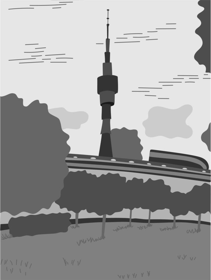 Mosca. torre della televisione di ostankino. illustrazione vettoriale in uno stile piatto per cartoline e striscioni.