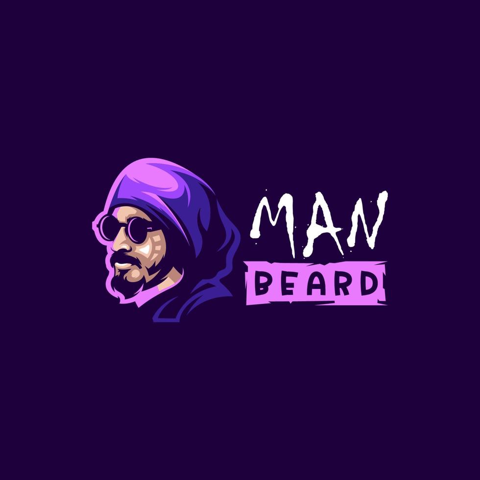 disegno del logo dell'uomo della barba vettore