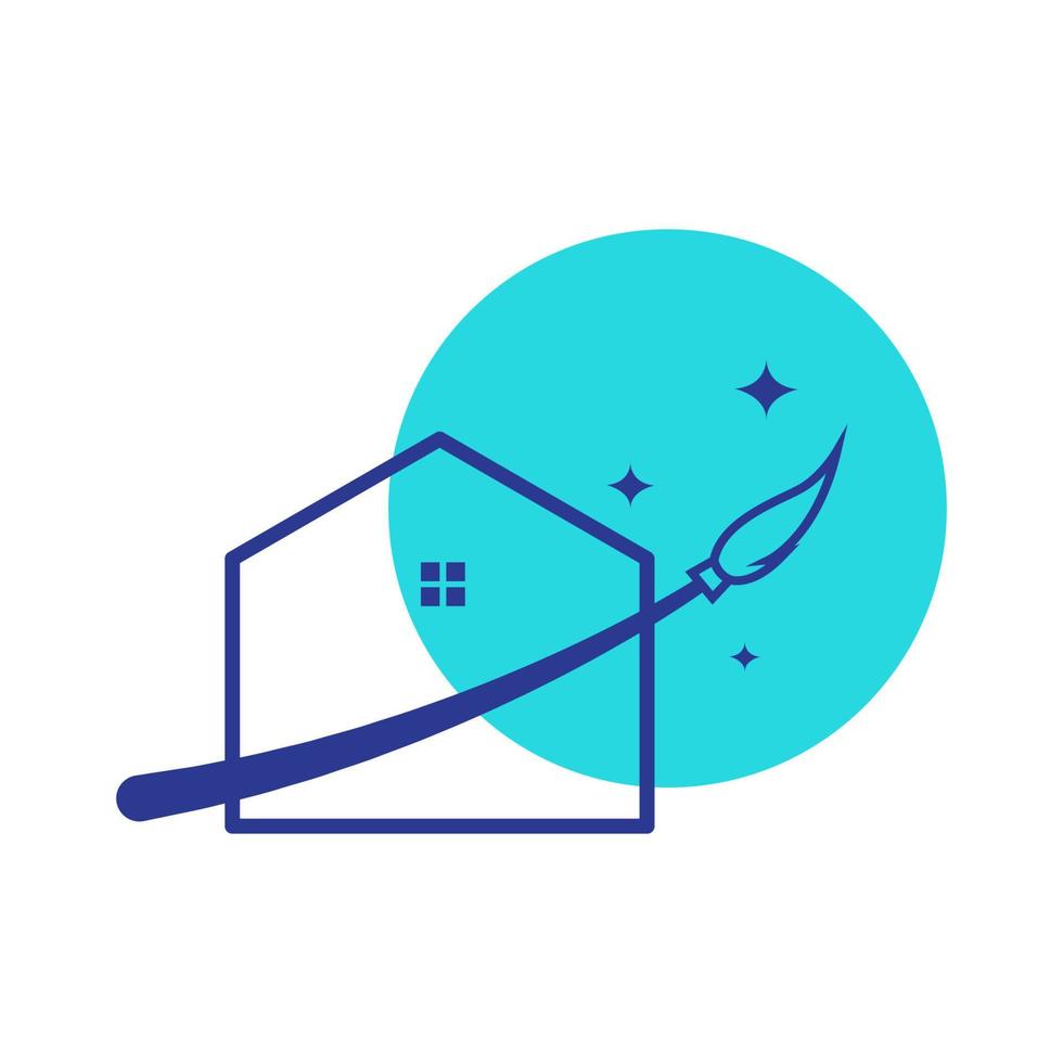 linea astratta home con pennello magico pulito logo simbolo icona grafica vettoriale illustrazione idea creativa